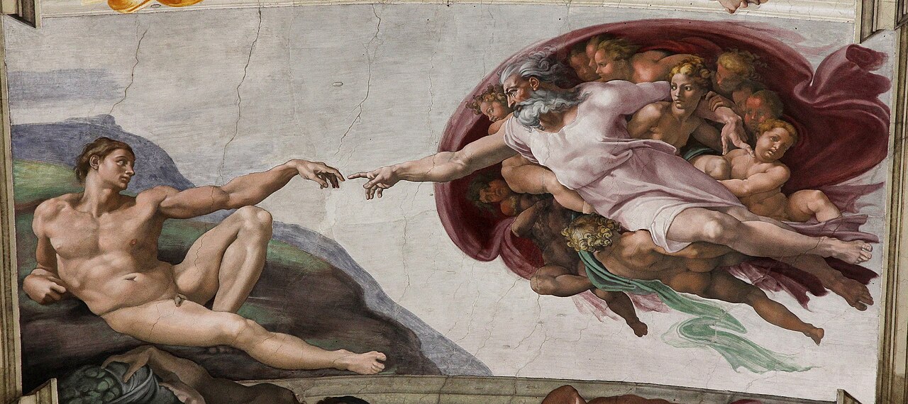 Adem'in Yaratılışı; Sistine'in tavanında varoluşsal, müzede sanatsal yorumlanır.